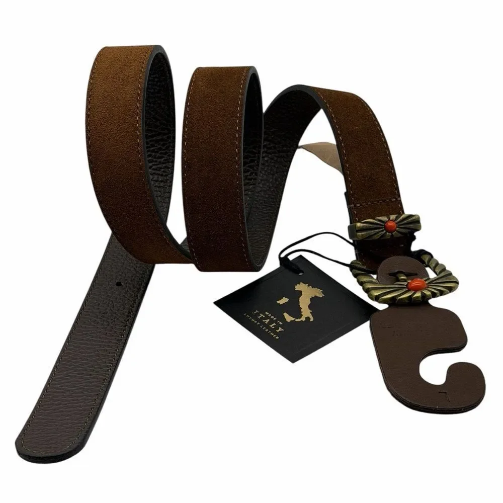 NWT Cuoieria Artigiana Luxury Leather Brown Belt L Italy